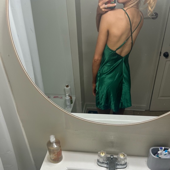 SAINTS + SECRETS GREEN SATIN DRESS - Picture 3 of 9